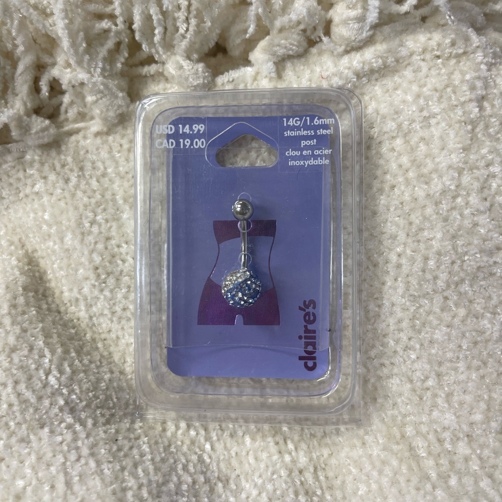 Belly Ring - Light Blue/white